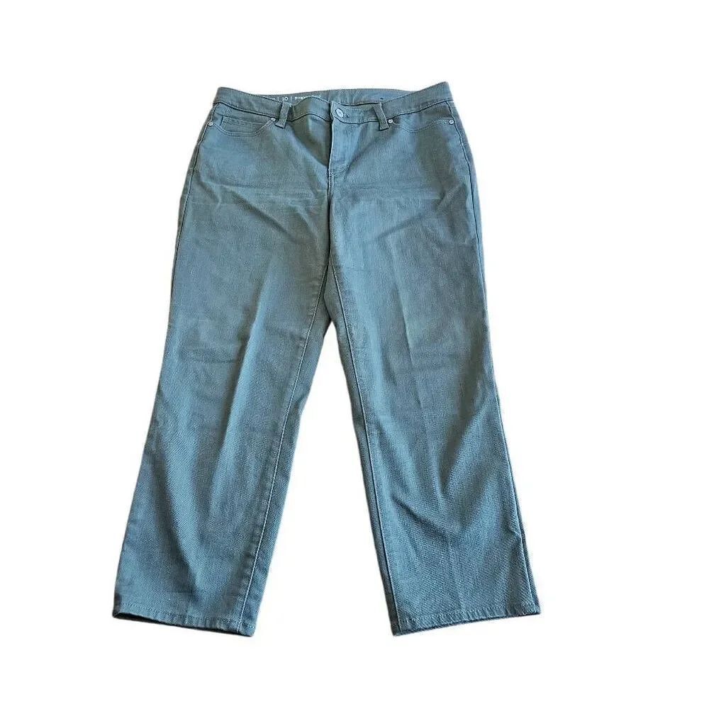 Talbots womens Sz 10 pale olive green straight crop jeans